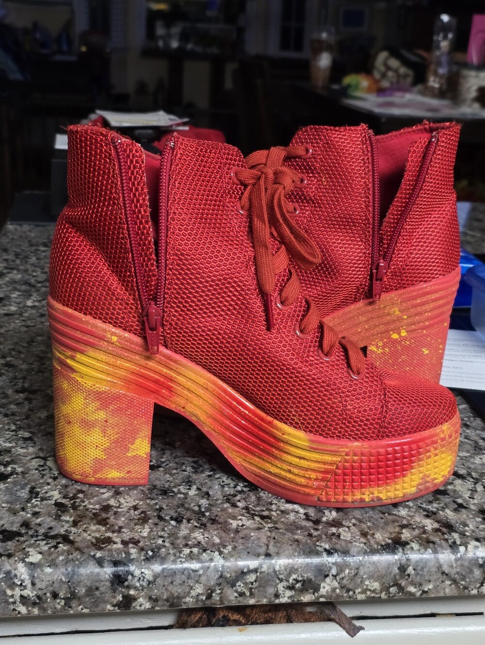 Jeffrey Campbell Red Spray Painted Heel Boots